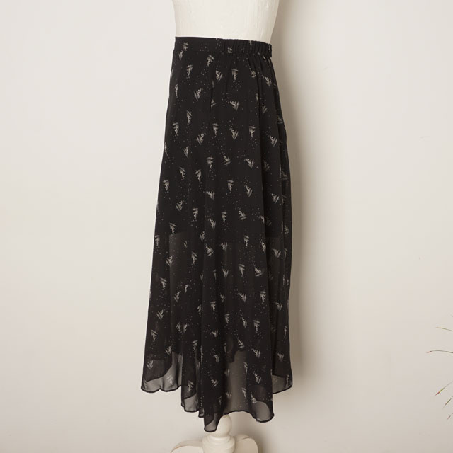 Flower chiffon skirt a long long layered autumn lo