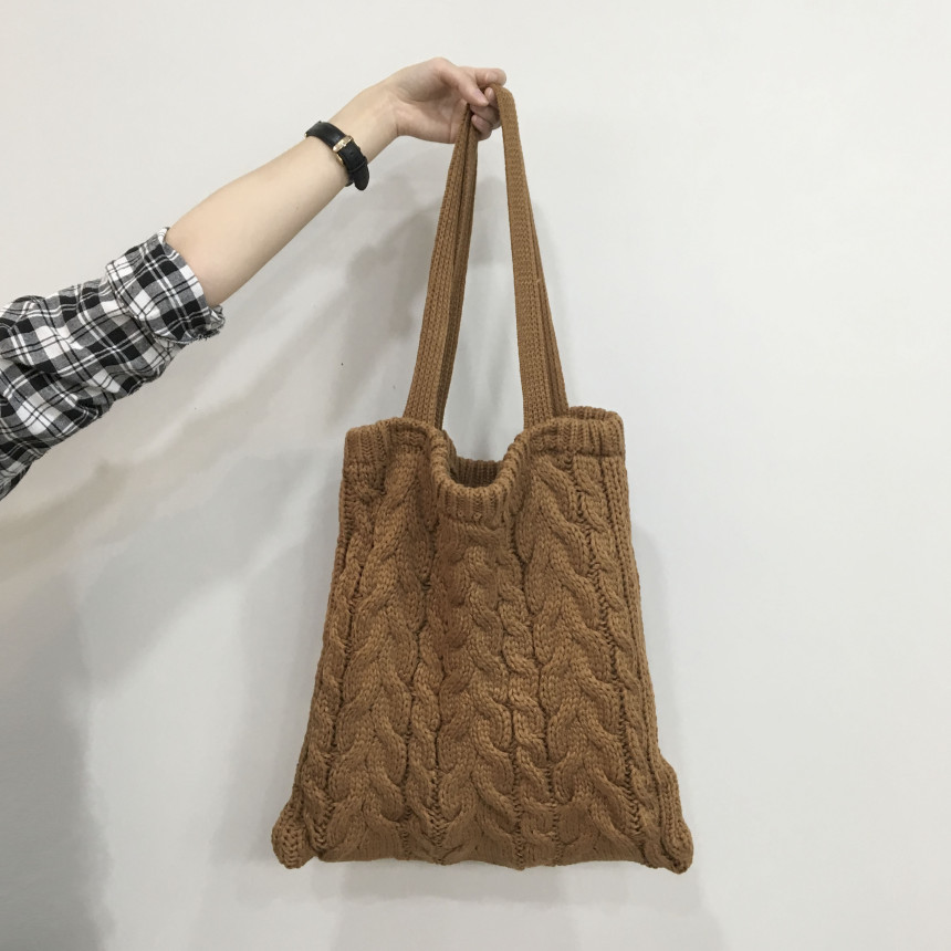 moss twisted knit eco bag woman autumn bag winter 