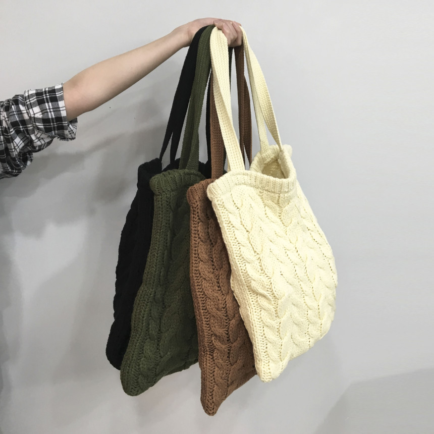 moss twisted knit eco bag woman autumn bag winter 
