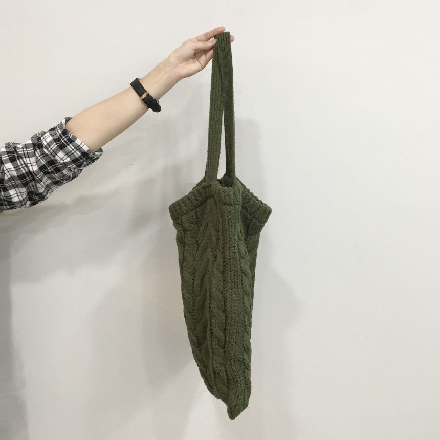 moss twisted knit eco bag woman autumn bag winter 