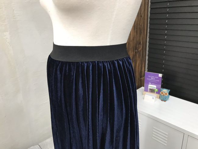 Velvet bending pleats long skirt 4 color 30s women