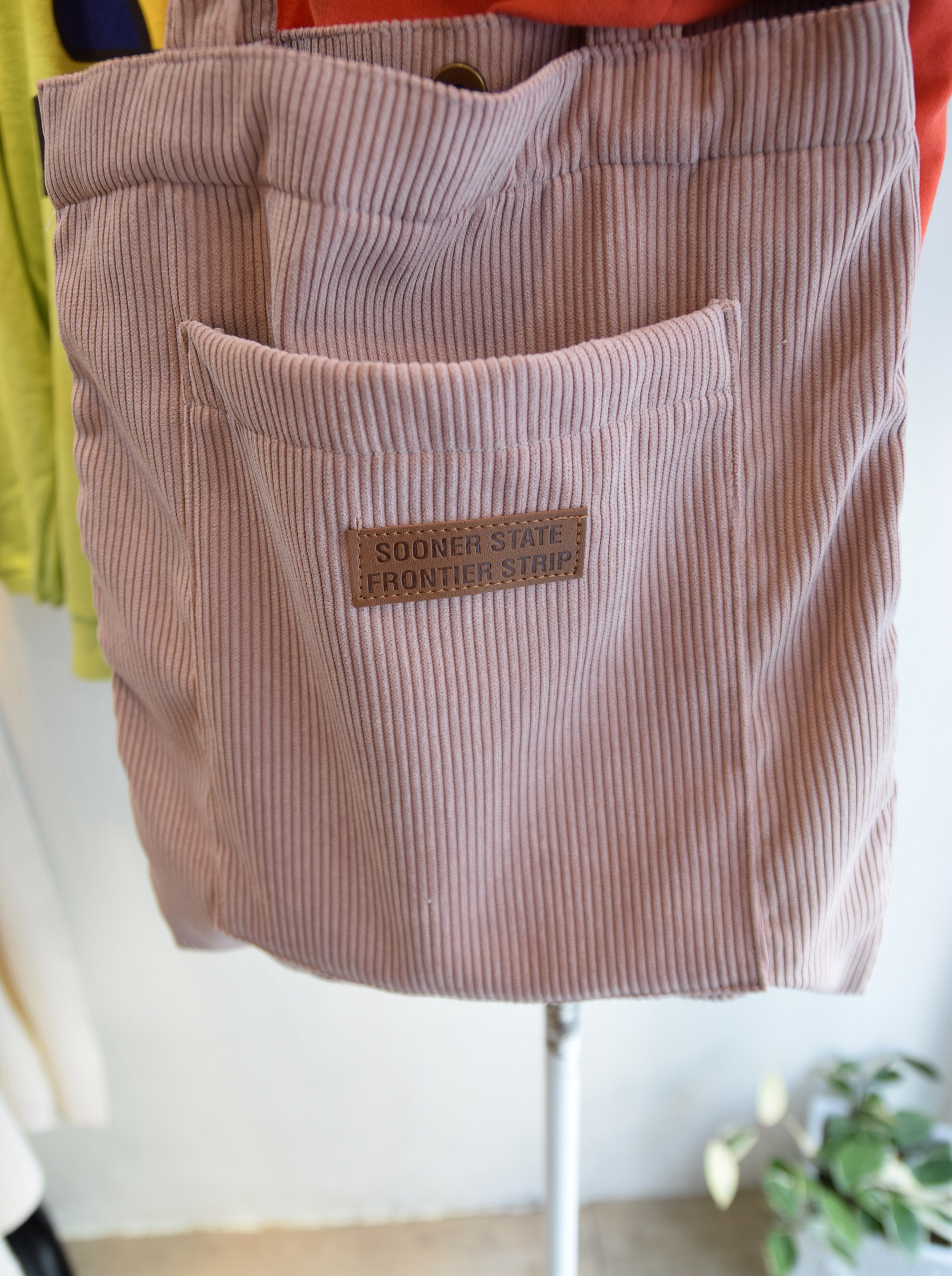 TOTE ECO SHOPPING TRAVEL Square corduroy pocket