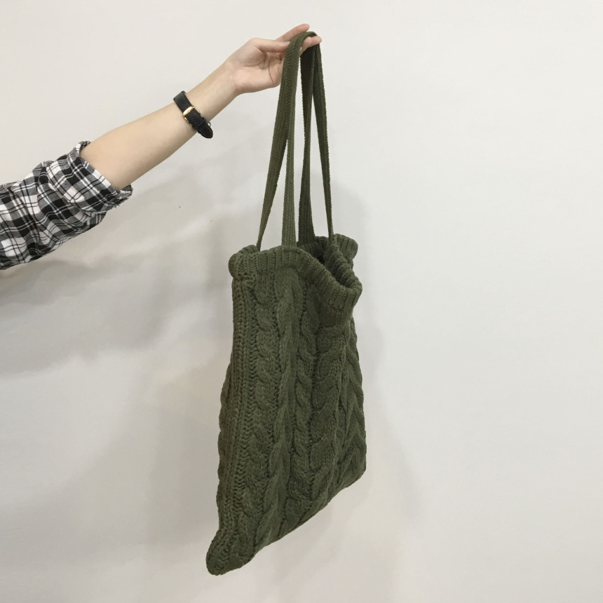 moss twisted knit eco bag woman autumn bag winter 