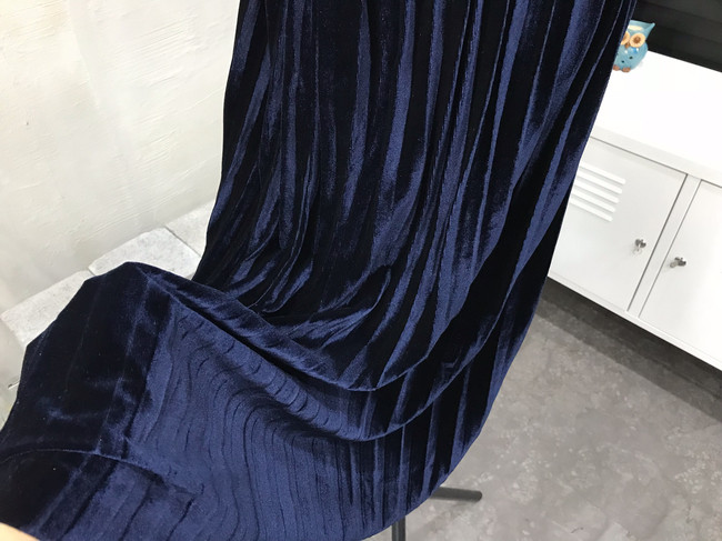 Velvet bending pleats long skirt 4 color 30s women