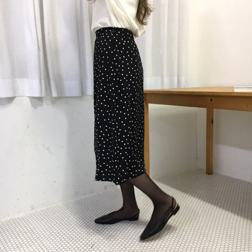 Dot A-line long skirt 20s feminine coordination gu