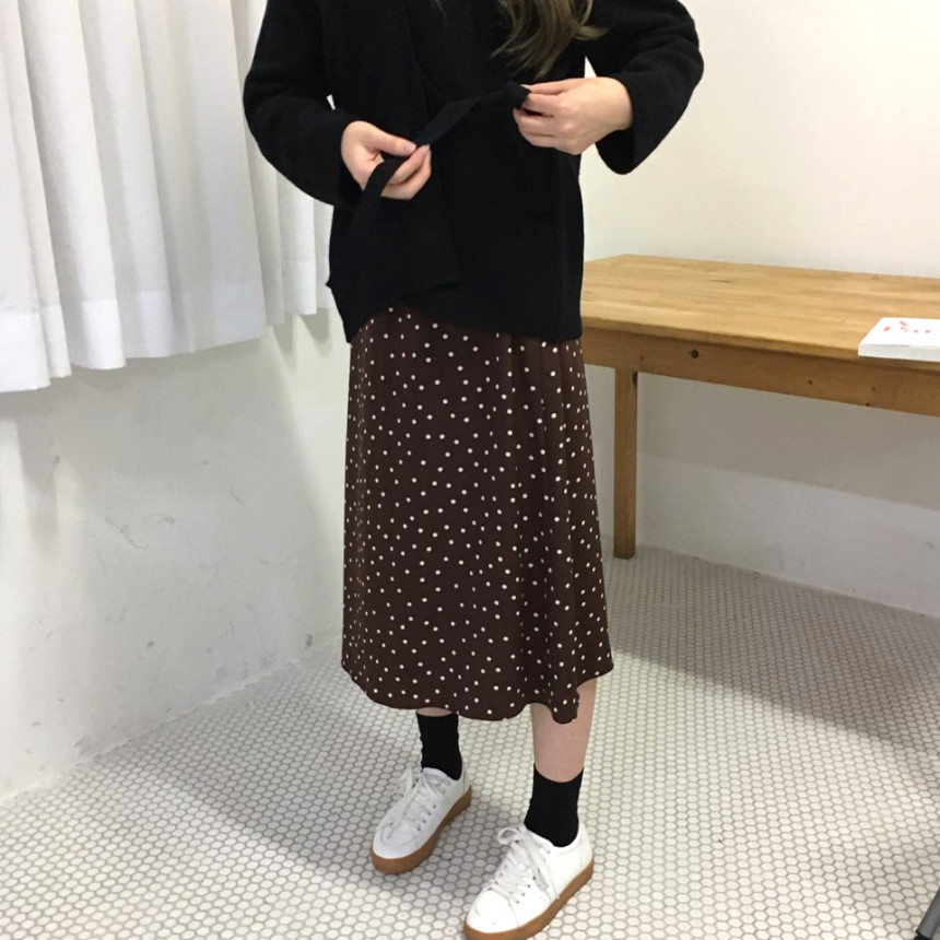 Dot A-line long skirt 20s feminine coordination gu