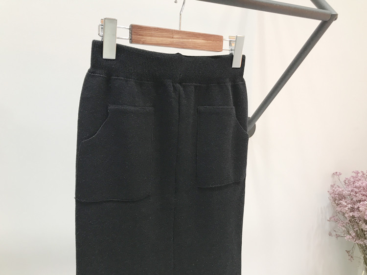Free Shipping Pocket Long Knit Skirt Long Autumn t