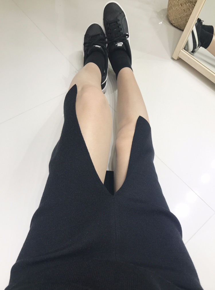 Free Shipping Pocket Long Knit Skirt Long Autumn t