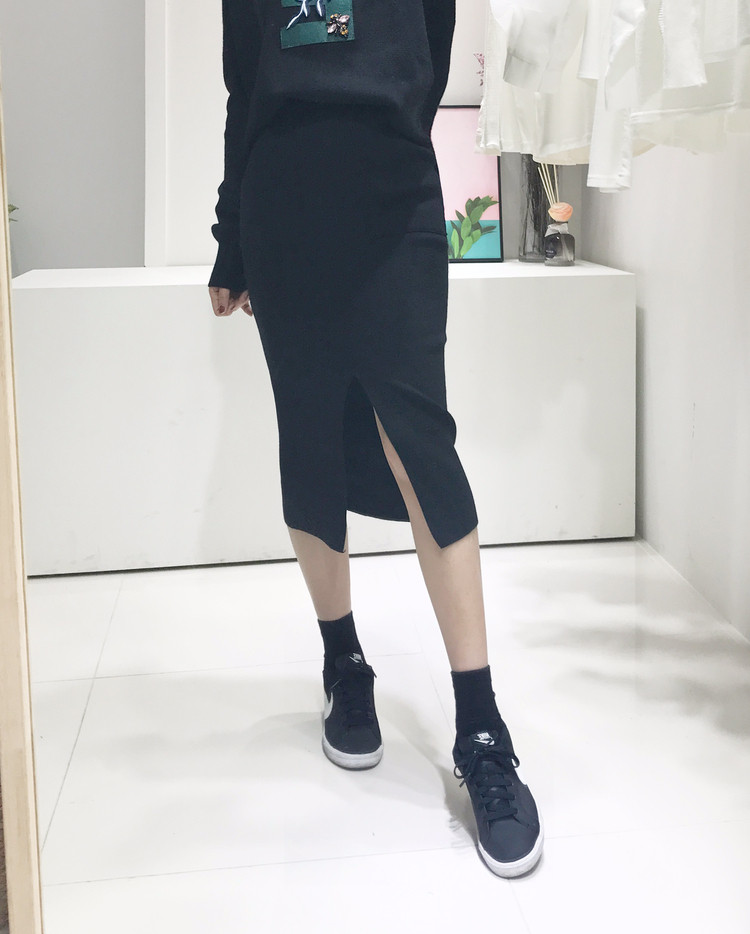 Free Shipping Pocket Long Knit Skirt Long Autumn t