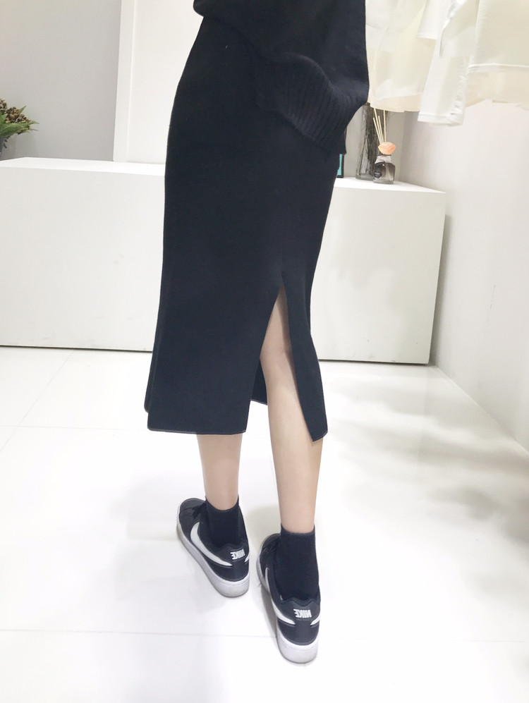 Free Shipping Pocket Long Knit Skirt Long Autumn t