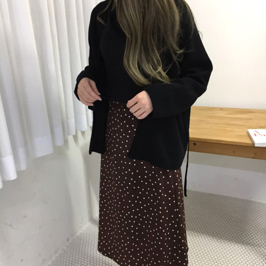 Dot A-line long skirt 20s feminine coordination gu