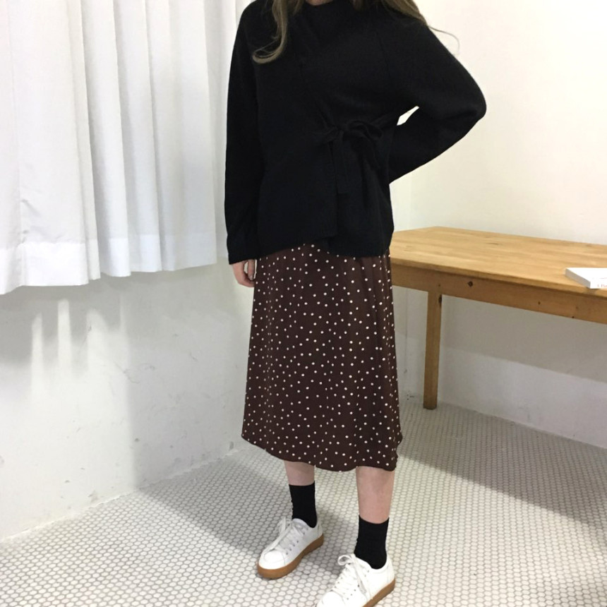 Dot A-line long skirt 20s feminine coordination gu
