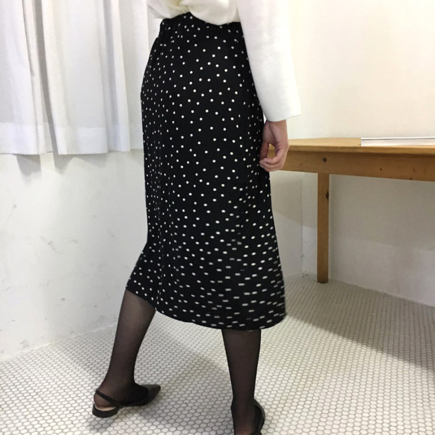 Dot A-line long skirt 20s feminine coordination gu