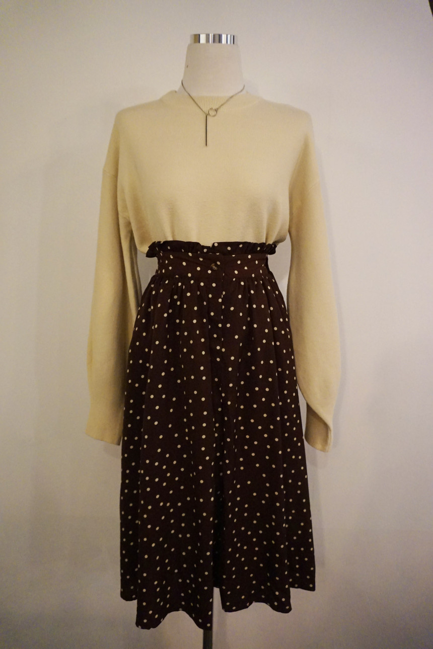 Frilled Dot Skirt Fashion Fall Long Papi Dots Long