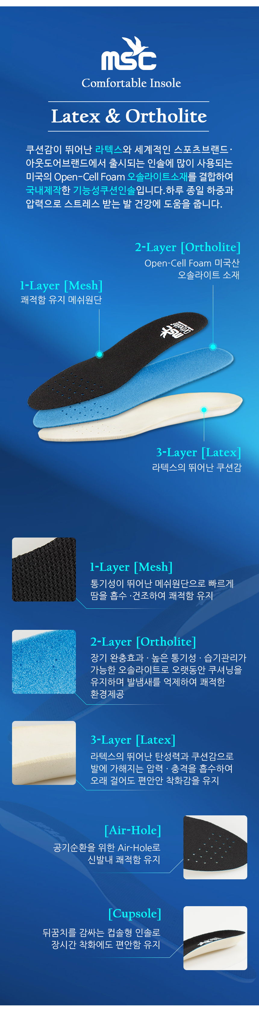 MSC foot odor elimination shock absorbing fluffy l