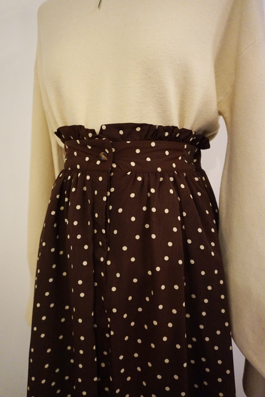 Frilled Dot Skirt Fashion Fall Long Papi Dots Long