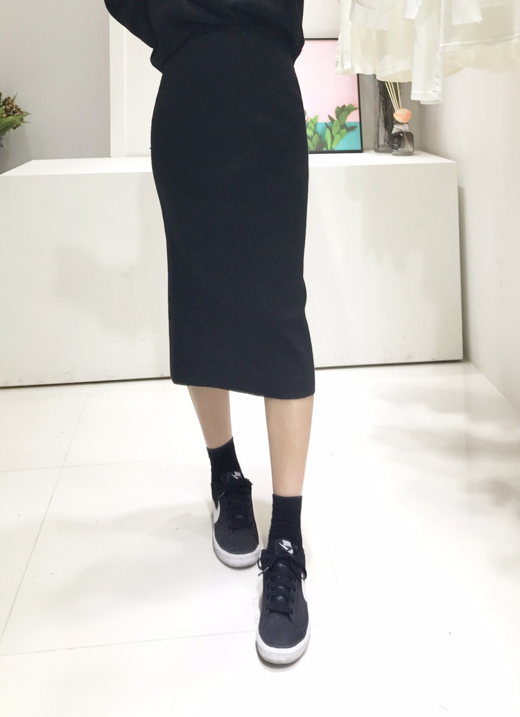 Free Shipping Pocket Long Knit Skirt Long Autumn t