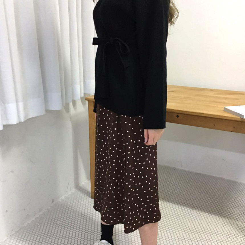 Dot A-line long skirt 20s feminine coordination gu