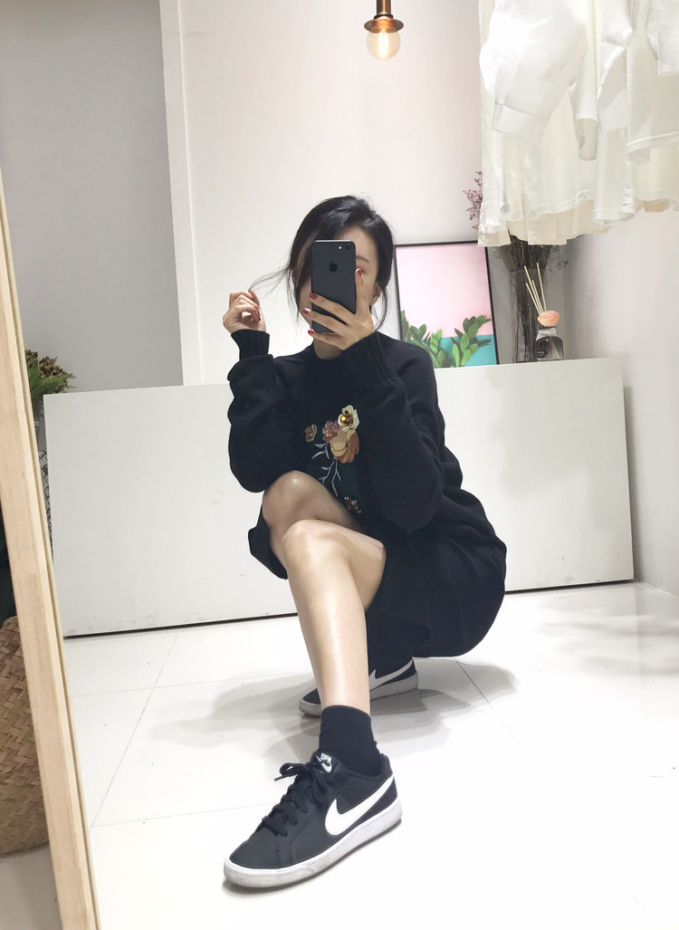 Free Shipping Pocket Long Knit Skirt Long Autumn t