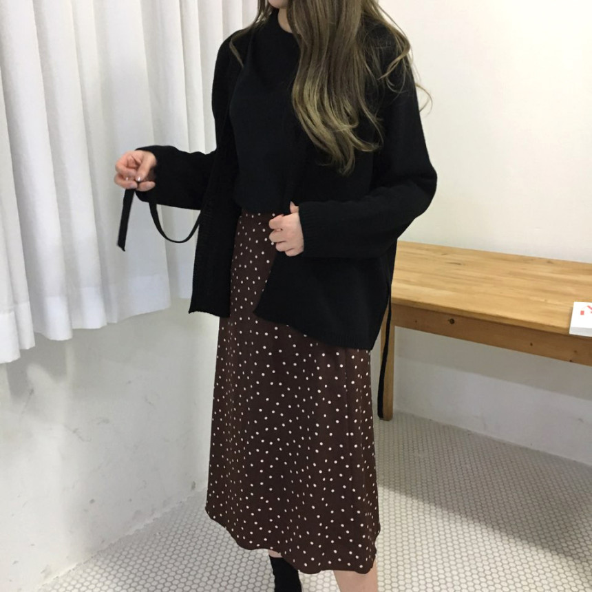 Dot A-line long skirt 20s feminine coordination gu