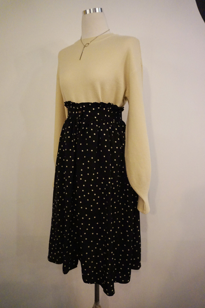 Frilled Dot Skirt Fashion Fall Long Papi Dots Long