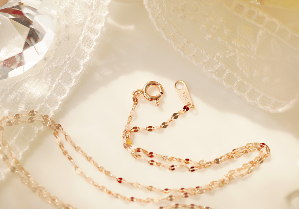 Lovely sleek Waiting Necklace 14K gold 14k long 14