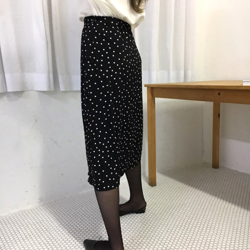 Dot A-line long skirt 20s feminine coordination gu