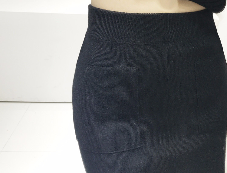 Free Shipping Pocket Long Knit Skirt Long Autumn t