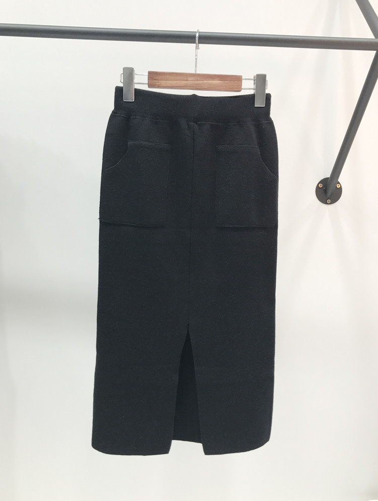 Free Shipping Pocket Long Knit Skirt Long Autumn t