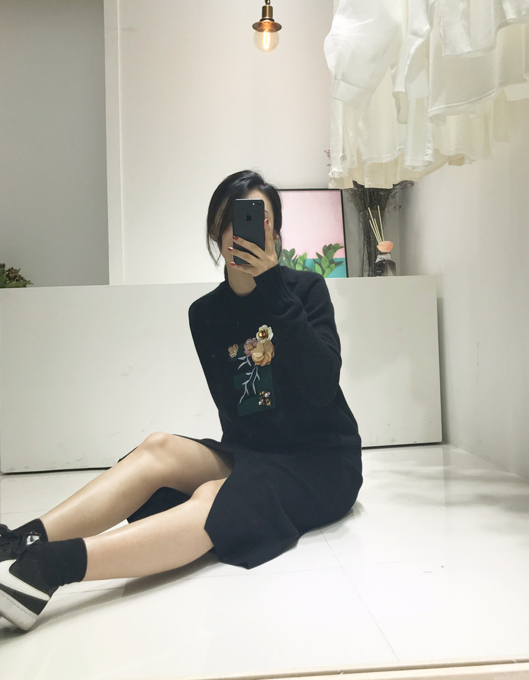 Free Shipping Pocket Long Knit Skirt Long Autumn t