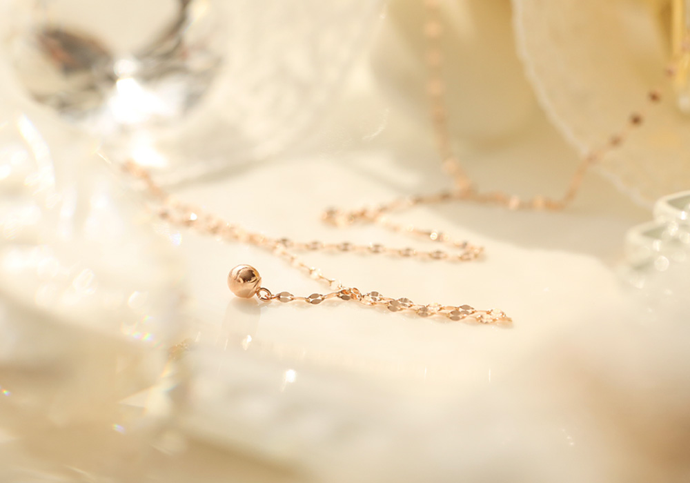 Lovely sleek Waiting Necklace 14K gold 14k long 14