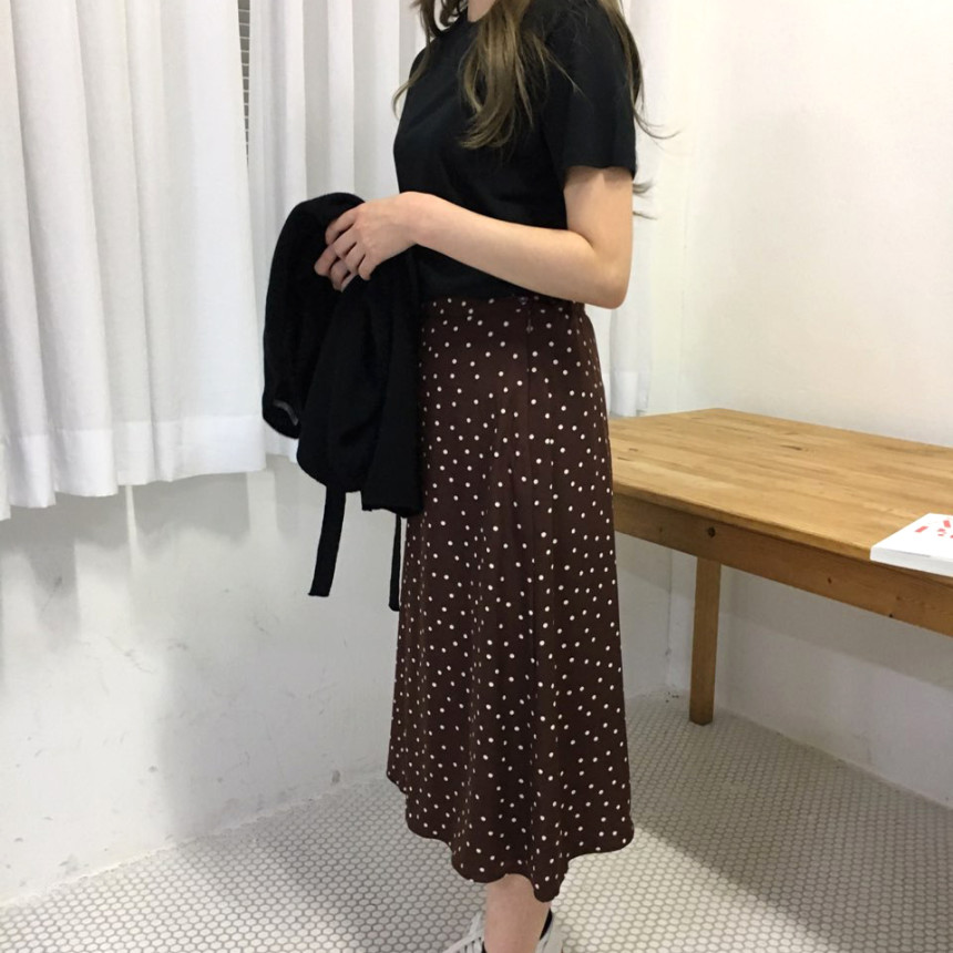 Dot A-line long skirt 20s feminine coordination gu