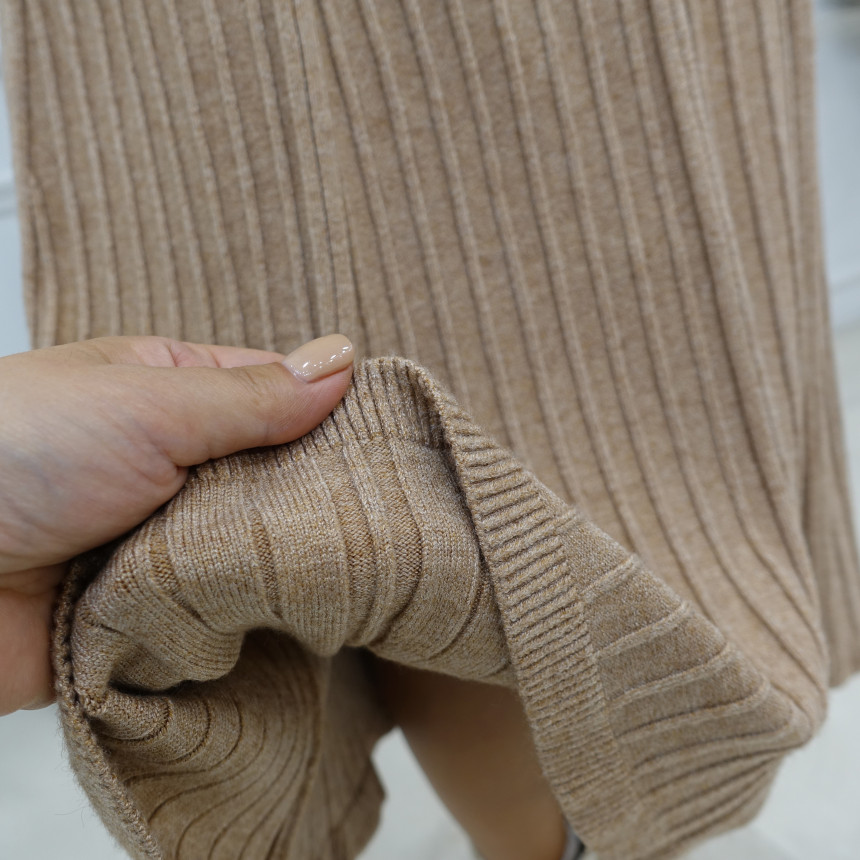 Knit cut A-line long skirt 2col Winter feminine ba