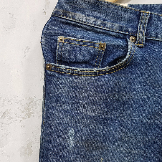 Korea Jeans Pants Men's Latex Hem Cut Jeans Jea