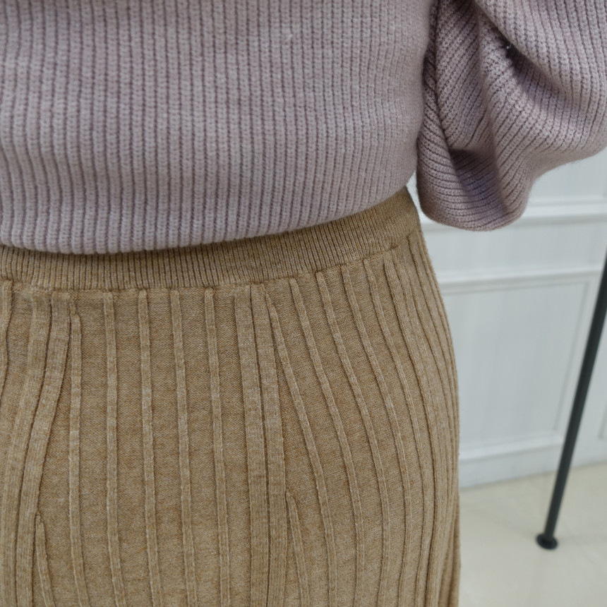 Knit cut A-line long skirt 2col Winter feminine ba