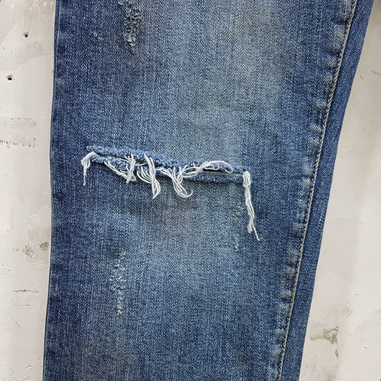 Korea Jeans Pants Men's Latex Hem Cut Jeans Jea