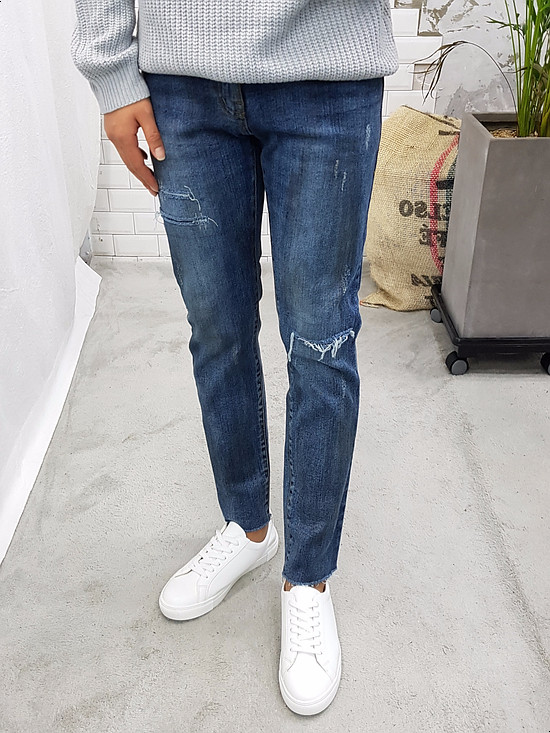 Korea Jeans Pants Men's Latex Hem Cut Jeans Jea