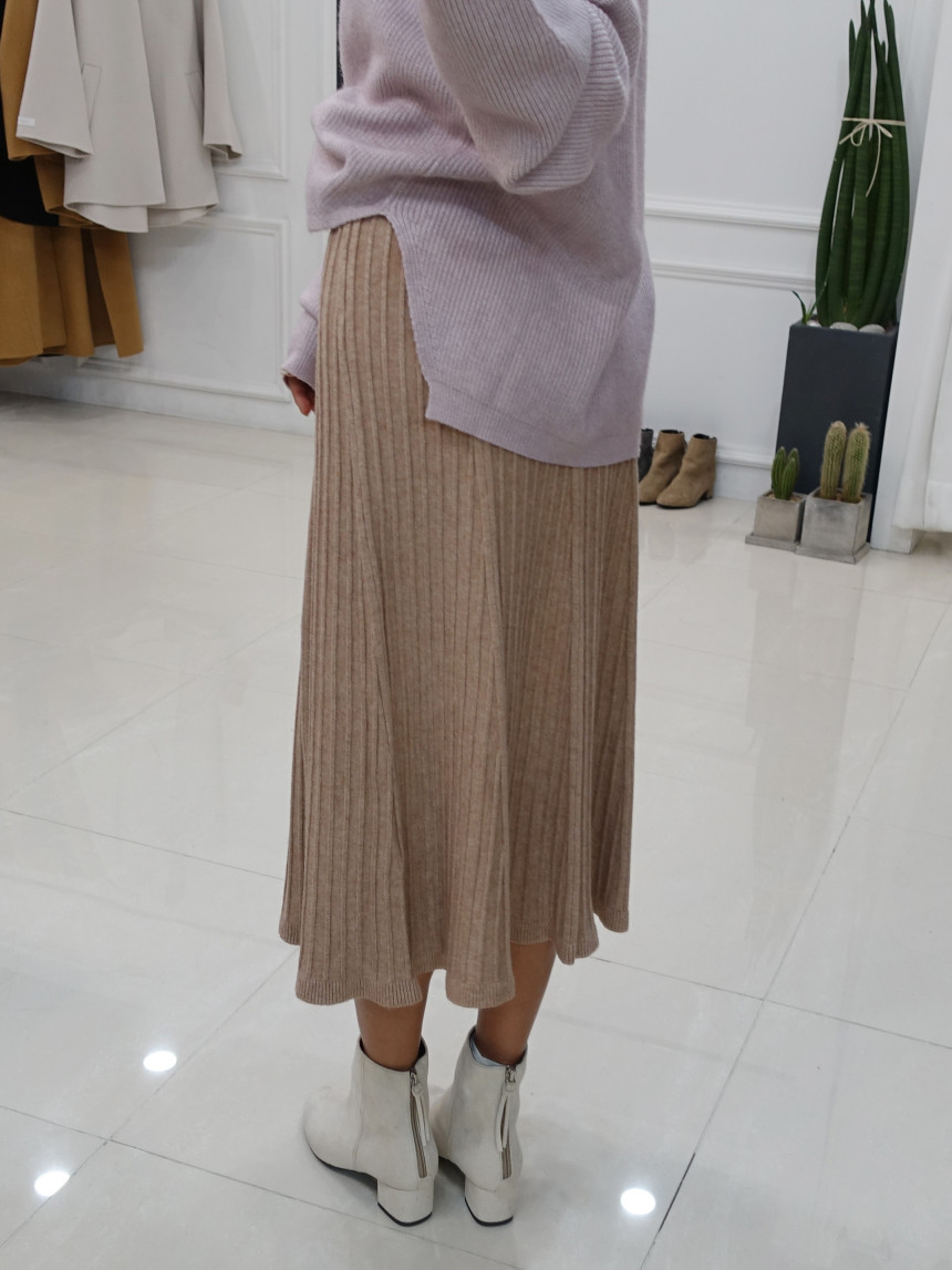 Knit cut A-line long skirt 2col Winter feminine ba
