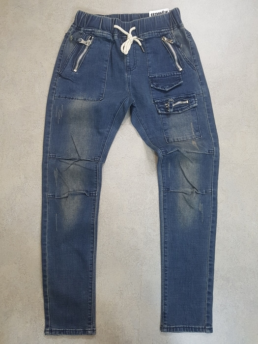Korea Jeans Pants Men's 10 front zipper cargo j