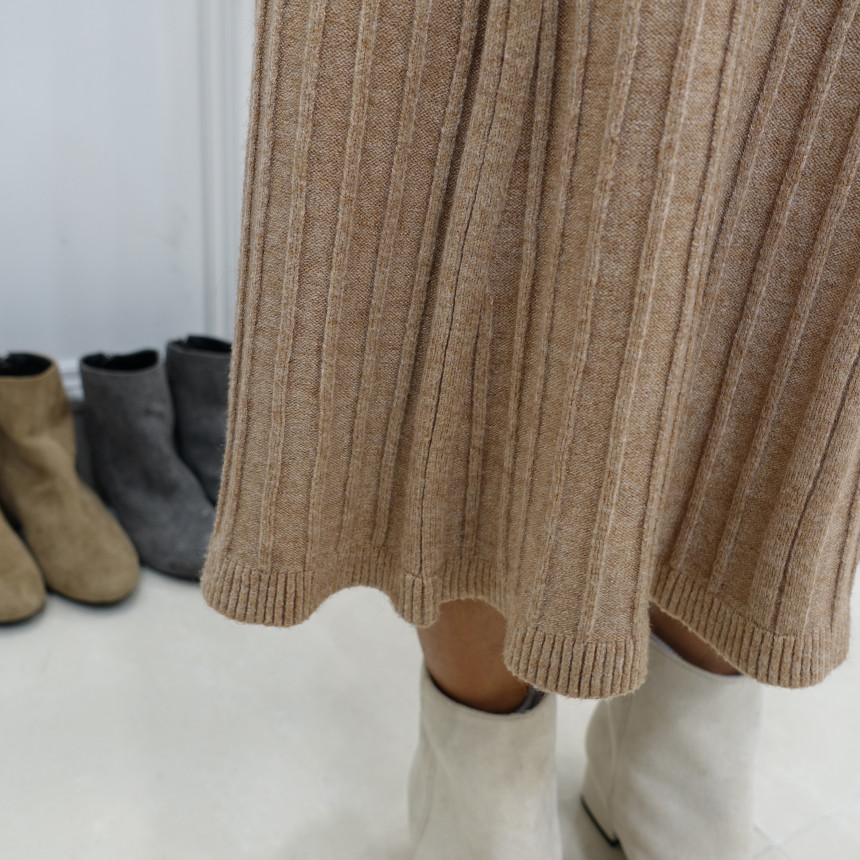 Knit cut A-line long skirt 2col Winter feminine ba