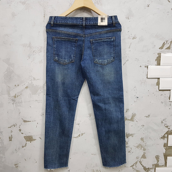 Korea Jeans Pants Men's Latex Hem Cut Jeans Jea