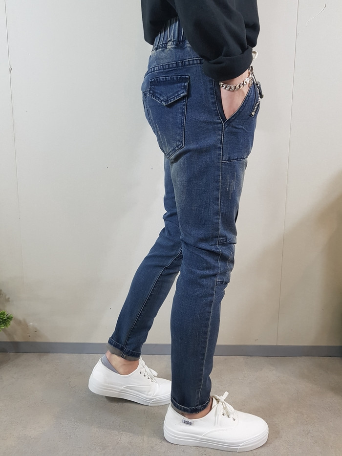 Korea Jeans Pants Men's 10 front zipper cargo j