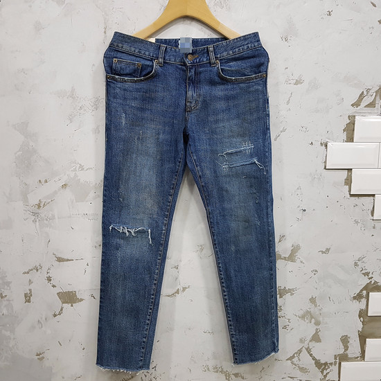 Korea Jeans Pants Men's Latex Hem Cut Jeans Jea