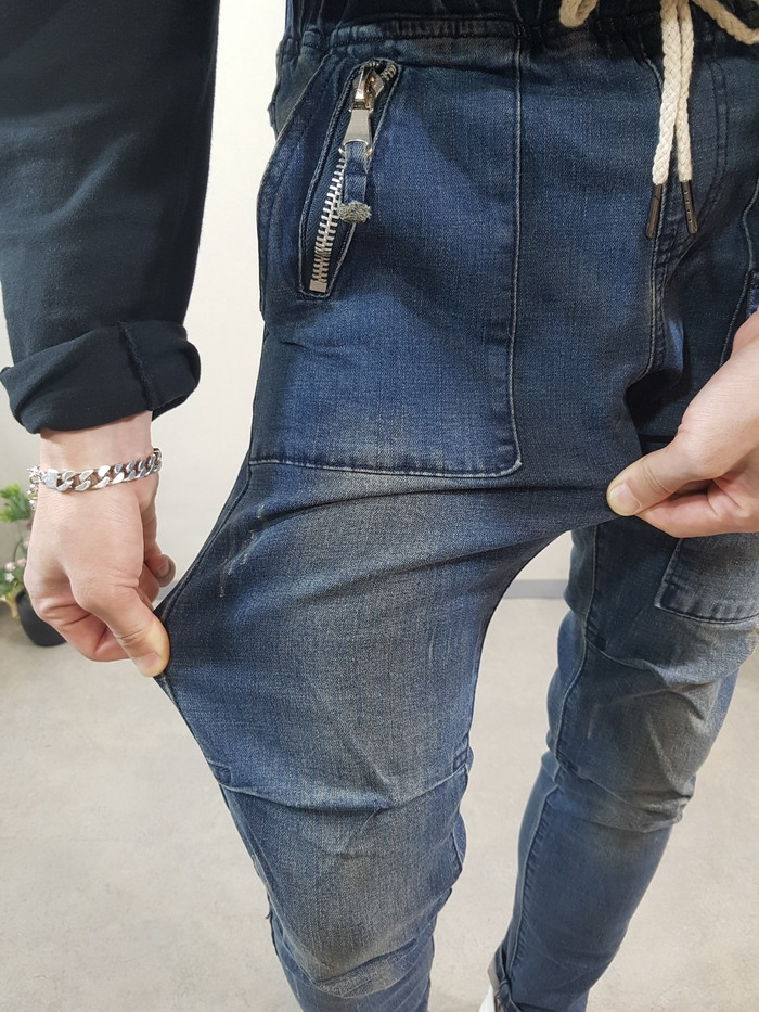 Korea Jeans Pants Men's 10 front zipper cargo j