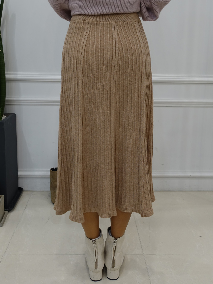 Knit cut A-line long skirt 2col Winter feminine ba