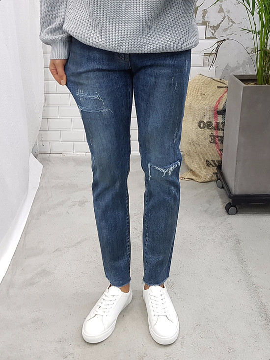 Korea Jeans Pants Men's Latex Hem Cut Jeans Jea