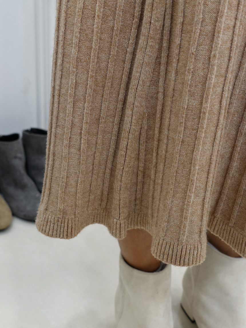 Knit cut A-line long skirt 2col Winter feminine ba