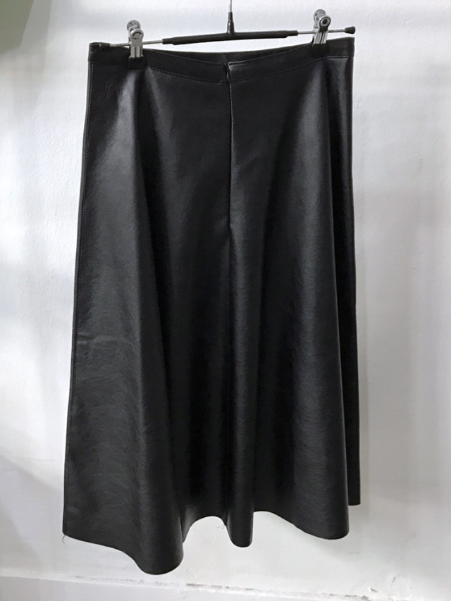 Leather flare Long skirt Autumn girl Frill Leja Hi