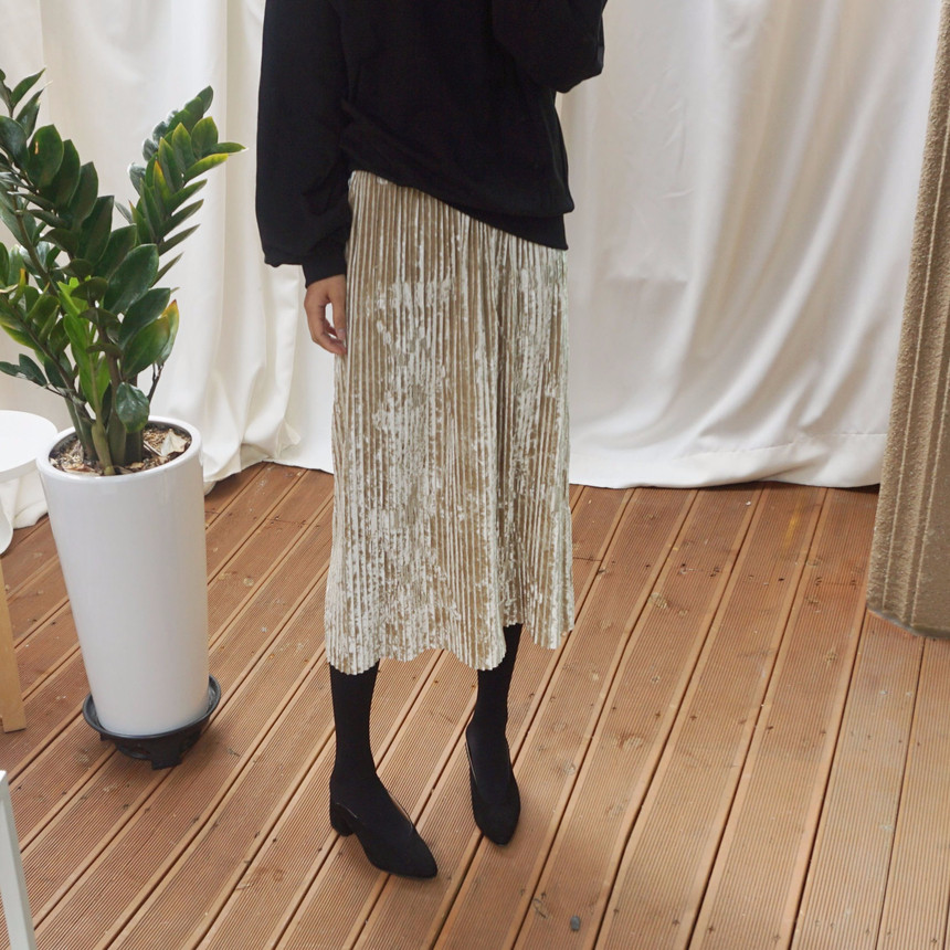 Dancing Gold Velvet Pearl Pleated Pleated Bending 