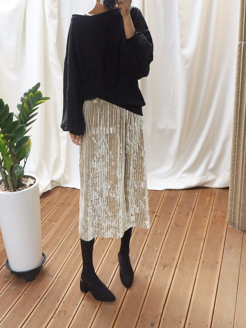 Dancing Gold Velvet Pearl Pleated Pleated Bending 